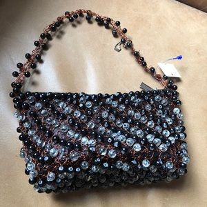 Hand beaded wire mesh bag